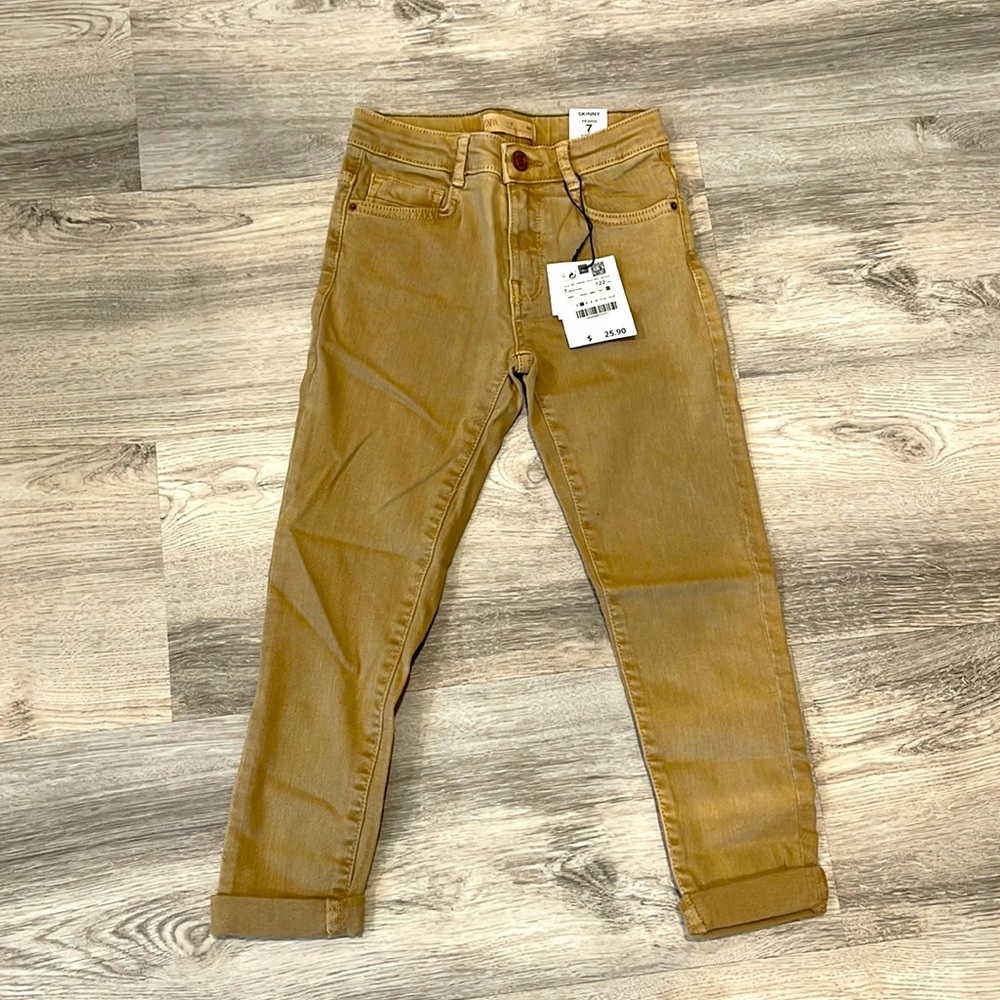Zara Khaki Denim Boys Pants - Size 7